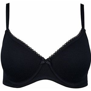 Nur Die Traumzachte beugelbeha, bijzonder zachte modalvezel, gevoerde cups voor een natuurlijk push-up-effect, delicate kant voor dames, zwart, 80B