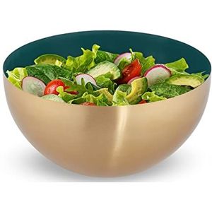 Relaxdays saladeschaal - 3,5 liter - slakom - mengkom - Ø 25cm - rvs - bakken - serveren - groen