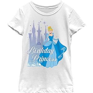 Disney Princess Cinderella Bday Prin Girl's Solid Crew Tee, wit, XS, Weiß, XS