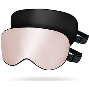 OLESILK Verstelbare zijden slaapmasker, 100% moerbeizijde, oogmasker om te slapen voor dames en heren, 2 stuks, zwart + perzikroze