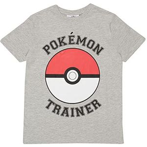 Pokemon Trainer Poke Ball T-shirt, Kinderen, 104-170, Heather Grey, Officiële Koopwaar
