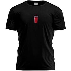Bona Basics, Digitaal bedrukt, Basic T-shirt voor heren,% 100 katoen, zwart, casual, heren bovenstuk, maat: XL, zwart, XL