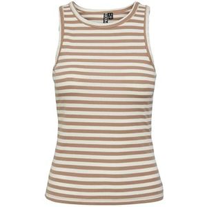 PIECES Pcruka Boxer Tanktop Noos Tanktop voor dames, Silver Mink/Stripes: cloud dancer, XS