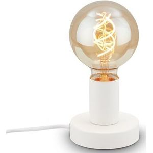 Briloner Lampen - tafellamp, tafellamp, bedlampje, 1x E27, max. 10 Watt, incl. kabelschakelaar, wit, 100x90mm (DxH)
