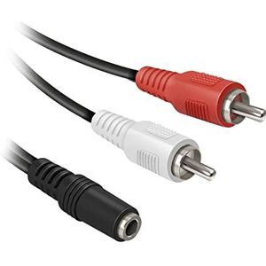Ekon 3,5 mm RCA-kabel, AUX-kabel, 0,5 meter, vrouwelijk, voor stereo, luidspreker, mixer, laptop, hoofdtelefoon, MP3, iPod, smartphone, tablet