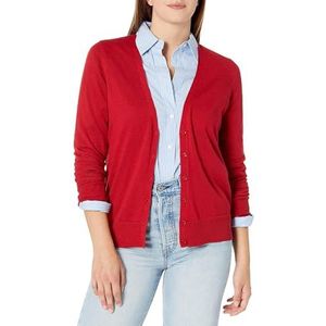 Amazon Essentials Women's Lichtgewicht vest met V-hals (verkrijgbaar in grote maten), Rood, S
