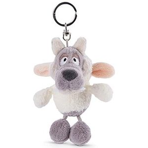 NICI Ulvy de Wolf knuffel sleutelhanger 10 cm met pluizige hoodie - Knuffeldier hanger voor keycords - Mini pluche speelgoed, Sleutelhangers voor meisjes en jongens