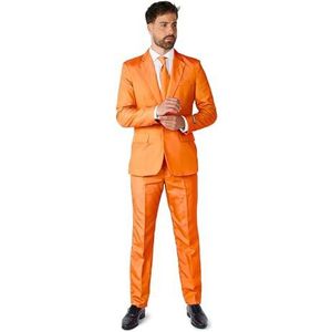 Suitmeister Solid Orange - Heren Pak - Koningsdag En Nederland - Oranje - Maat M
