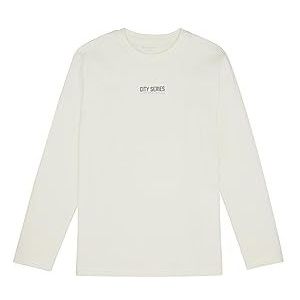 TOM TAILOR Jongens shirt met lange mouwen met print, 12906-Wool White, 164, 12906-wol wit, 164 cm