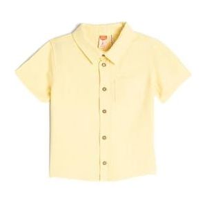 Koton Babyboy Shirt Linnen Blend Korte Mouwen Single Pocket Detail, geel (152), 6-9 Maanden