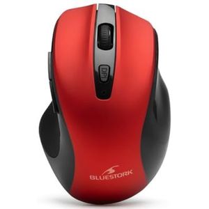 Bluestork - M-WL-OFF75 - Draadloze muis met dubbele verbinding: Bluetooth & USB 2.4 GHz - Oplaadbare draadloze muis, tweehandig, ergonomisch, stille draadloze muis voor PC/MAC – Nieuw (rood)
