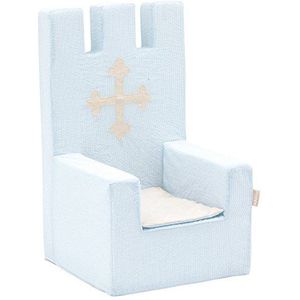 Hoppekids Fairytale schuimstoel, bekleed met armleuningen, 100% katoen Ökotex gecertificeerd, 60 x 40 x 60 cm Knight Koning 60 x 40 x 60 cm lichtblauw.