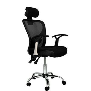 De Spaanse stoel ronde bureaustoel met hoofdsteun 66 x 62 x 125 cm zwart