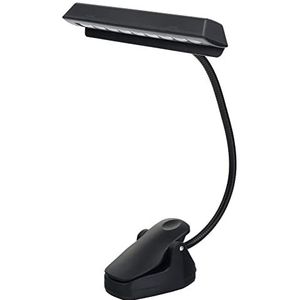 Showlite Led-muziekleeslamp met 9 leds in serie (batterij-, net- of USB-voeding, klemlamp, staande lamp, zwanenhals, lichtdiode), zwart