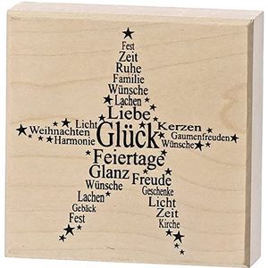 Rayher Hobby Rayher stempel hout ""Ster"", 7 x 7 cm, houten stempel Kerstmis, voor het maken van kaarten, enveloppen, geschenken, boterstempel, 2802800