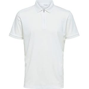 SELECTED HOMME Slhfave Zip Ss Poloshirt voor heren, cloud dancer, XL