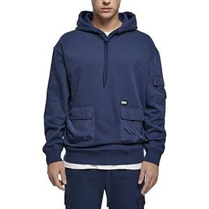 Urban Classics Heren capuchontrui Commuter Hoody met opgestikte zakken, hoodie voor mannen, in 2 kleuren, maten S - XXL, dark blue, L