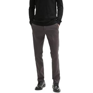 TOM TAILOR Travis Slim Chino broek voor heren, 36160 - Grijs Zwart Zig Zag Structuur, 34W x 34L