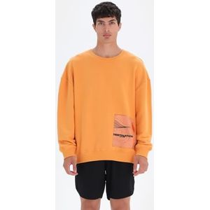 Dagi Oversized sweatshirt met lange mouwen voor heren met ronde hals, oranje, L