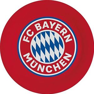 Amscan 9906506 FC Bayern München borden, 8 stuks, diameter 23 cm, papier, fanclub, voetbal, party, wegwerpservies, tafeldecoratie