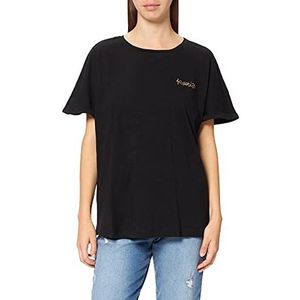 TOM TAILOR Dames T-shirt met borduurwerk 1024893, 14482 - Deep Black, 44 Grote maten
