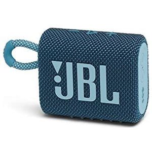 JBL GO 3 draadloze, draagbare Bluetooth luidspreker met geïntegreerde lus voor onderweg, USB C-oplaadkabel, blauw