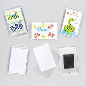 Baker Ross Blanco magneten - plastic vorm met inlegbladen voor kinderen om te beschilderen en vorm te geven - 6 stuks, 68mm x 43mm, wit