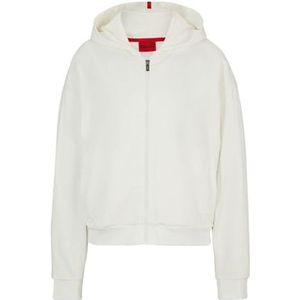HUGO Flocky_Hooded Loungewear Jacket voor dames, Open White110, M