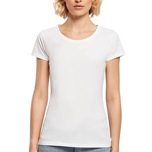 Build Your Brand Basic T-shirt voor dames, korte mouwen, ronde hals, van katoen, verkrijgbaar in vele kleuren, maten XS-5XL, wit, L