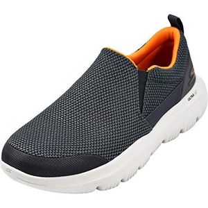 Skechers Go Walk 4 Low-Top Sneakers voor heren, Houtskool Oranje, 8 UK X-Wide