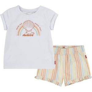 Levi's LVG Shell TEE & korte set voor babymeisjes 1EK066 gecoördineerde outfits, helder wit, 3 maanden, Helder Wit, 3 maanden