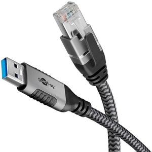 Goobay 70695 USB-A naar RJ45 Ethernet CAT 6-kabel voor stabiele bekabelde internetverbinding met router/modem/netwerkswitch/vervangt USB naar RJ45-adapter/1 Gbit/s/15 meter
