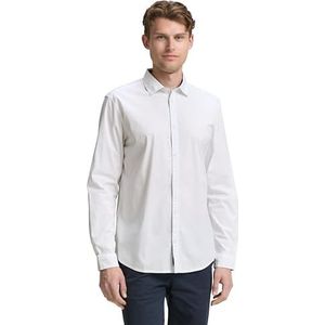 Tom Tailor - Overhemd - Wit - Met Lange Mouwen - Met Elastaan