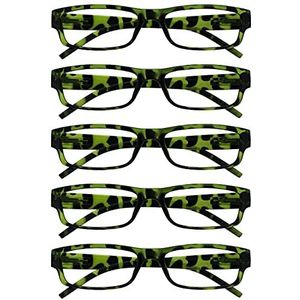 The Reading Glasses Company Groene schildpadwaarde 5 Pack lichtgewicht Mens Womens RRR32-6 +1.00