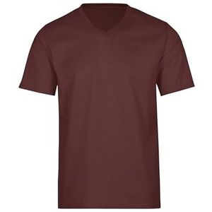 Trigema Heren T-shirt met V-hals, katoen, effen - 637203, bruin (kastanje), XXL