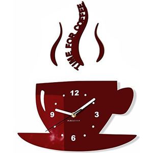 TASSE Time for Coffee (tijd voor koffie) Moderne keuken wandklok, bruin, 3d Romeins, wandklok decoratie
