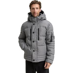 Tom Tailor - Gewatteerd Jack - Glanzend/Gemêleerd - Regular Fit - Met Afneembare Capuchon