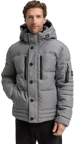 Tom Tailor - Gewatteerd Jack - Glanzend/Gemêleerd - Regular Fit - Met Afneembare Capuchon