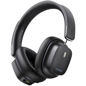 Baseus Draadloze hoofdtelefoon met ruisonderdrukking met ruimtelijke audio, Bluetooth-hoofdtelefoon over het oor met LDAC Hi-Res-geluid, 65H speeltijd, diepe bas, transparantiemodus, aangepaste EQ via