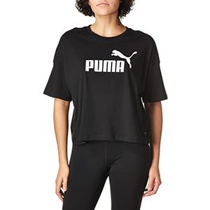 PUMA Crop Top ESS T-shirt met kort logo voor dames, zwart, S, 586866