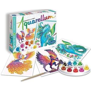 Aquarellum schilderset voor kinderen, motief fabeldieren, grote schildersjablonen, knutselset, creatieve set, doe-het-zelf