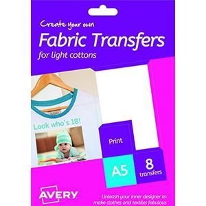 Avery HTT01 T-shirt Transfer Termotrasierer voor katoen, 8 ff, Inkjet, 210 x 148, wit