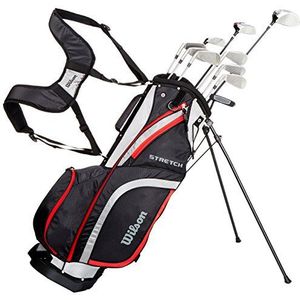 Wilson Complete set voor beginners, 10 golfclubs met draagtas, voor heren, rechtshandig, stretch XL, zwart/grijs/rood, WGG157548