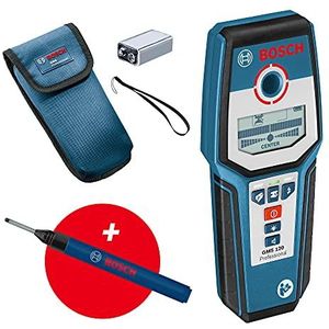 Bosch Professional Wallscanner GMS 120 (marker voor boorgaten, max. detectiediepte hout/ferrometaal/non-ferrometaal/spanningvoerende leiding: 38/120/80/50 mm) - Amazon Exclusive Set