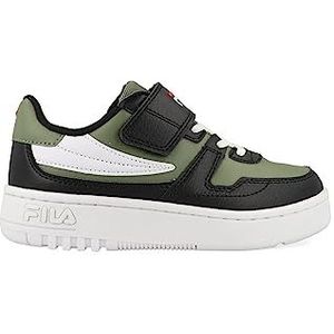 FILA FXVENTUNO Velcro Kids Sneaker, Oil Green-Black, 35 EU, Oil Green Black, 35 EU