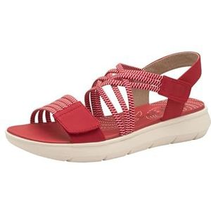 Jana Coshy Vegan Damessandalen, plat met klittenbandsluiting, rood, 38 EU