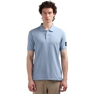 Calvin Klein Jeans Heren Badge Regular Fit Poloshirt met korte mouwen, Blauw (vervaagd denim), XXL