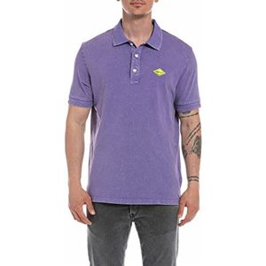 REPLAY Poloshirt voor heren, korte mouwen, van katoen, Purple Blue 471, M