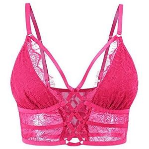 Buitifo Dames Cami BH Criss Cross Wimper Crop Top BH Sexy Vest Bralette Busiter Lingerie, roze, XL