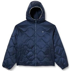 Tommy Jeans Dames gewatteerde tape capuchon Puffer Ext gewatteerde jassen, blauw, XL, Dark Night Navy, XL